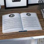 Open Book Surrounded by Stationery Items Mockup