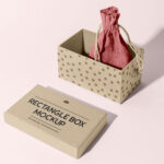 Open Box with Pouch Bag Mockup