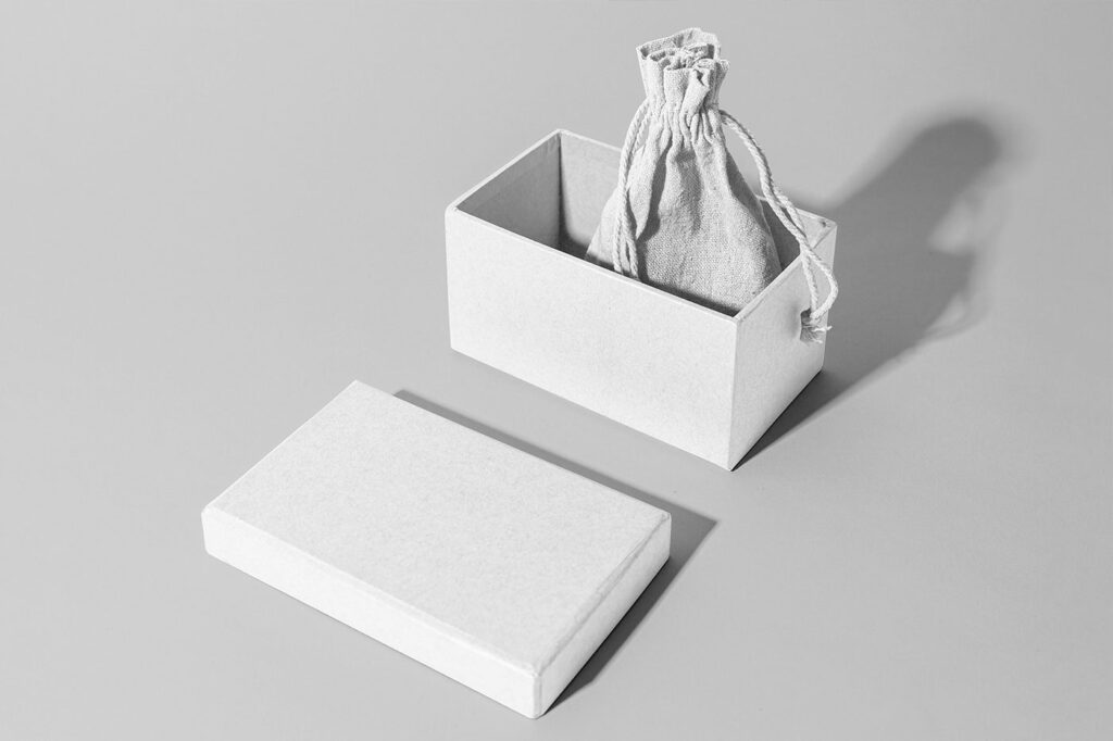 Open Box with Pouch Bag Mockup