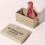 Open Box with Pouch Bag Mockup
