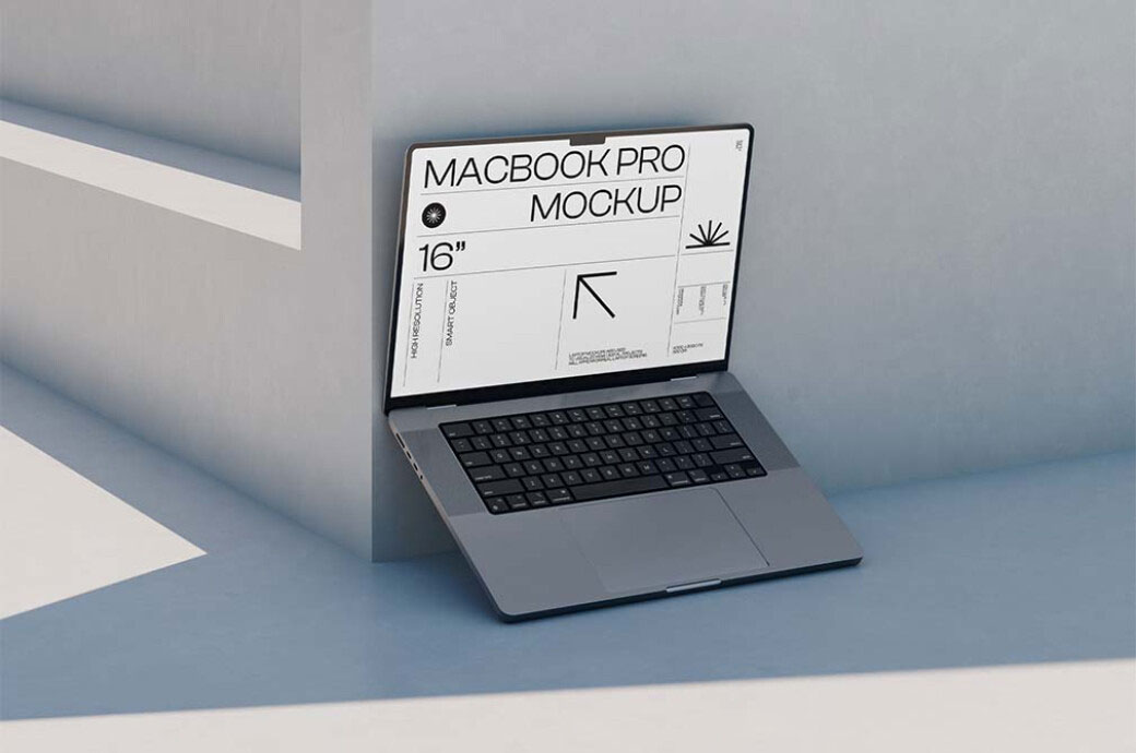 Free Open MacBook Pro Mockup PSD Template