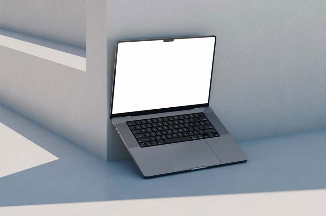 Free Open MacBook Pro Mockup PSD Template