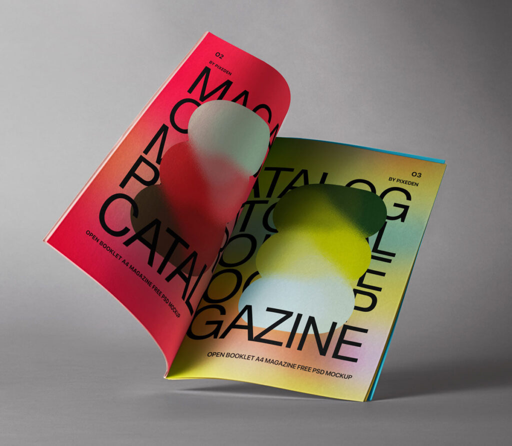 Open Magazine Mockup in Perspective Sight