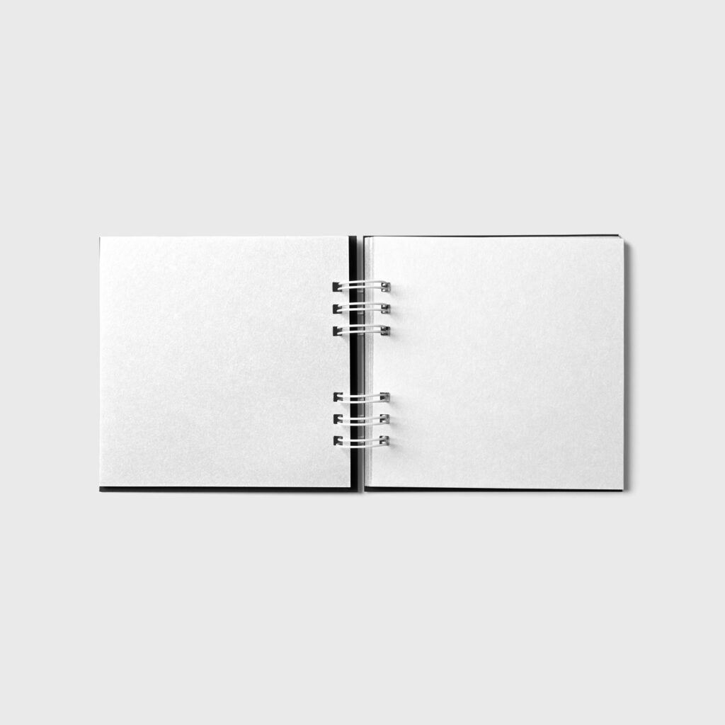 Open Square Notebook Mockup in Front Sight