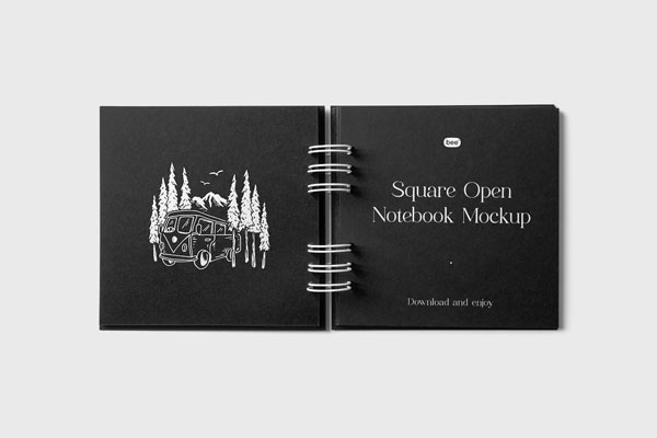 Open Square Notebook Mockup in Front Sight