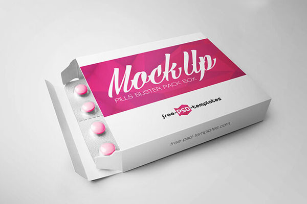Opened Blister Pills Box Mockup in Perspective View