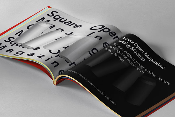 Opened Inside Square Magazine Mockup