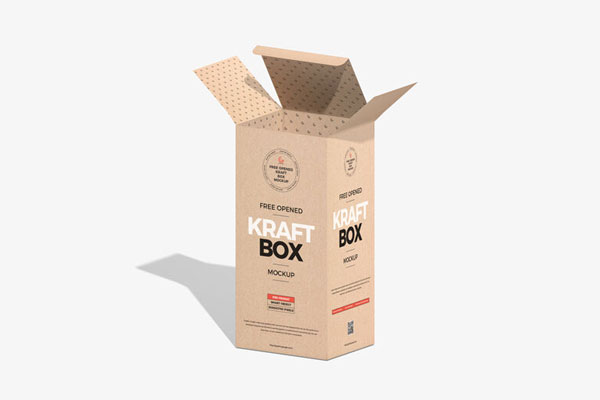 Opened Kraft Cardboard Box Mockup