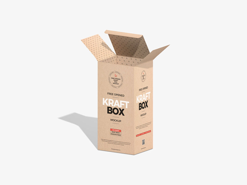Opened Kraft Cardboard Box Mockup