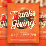 Orange, Illustrated Thanksgiving Party Flyer Template Along with Facebook Cover