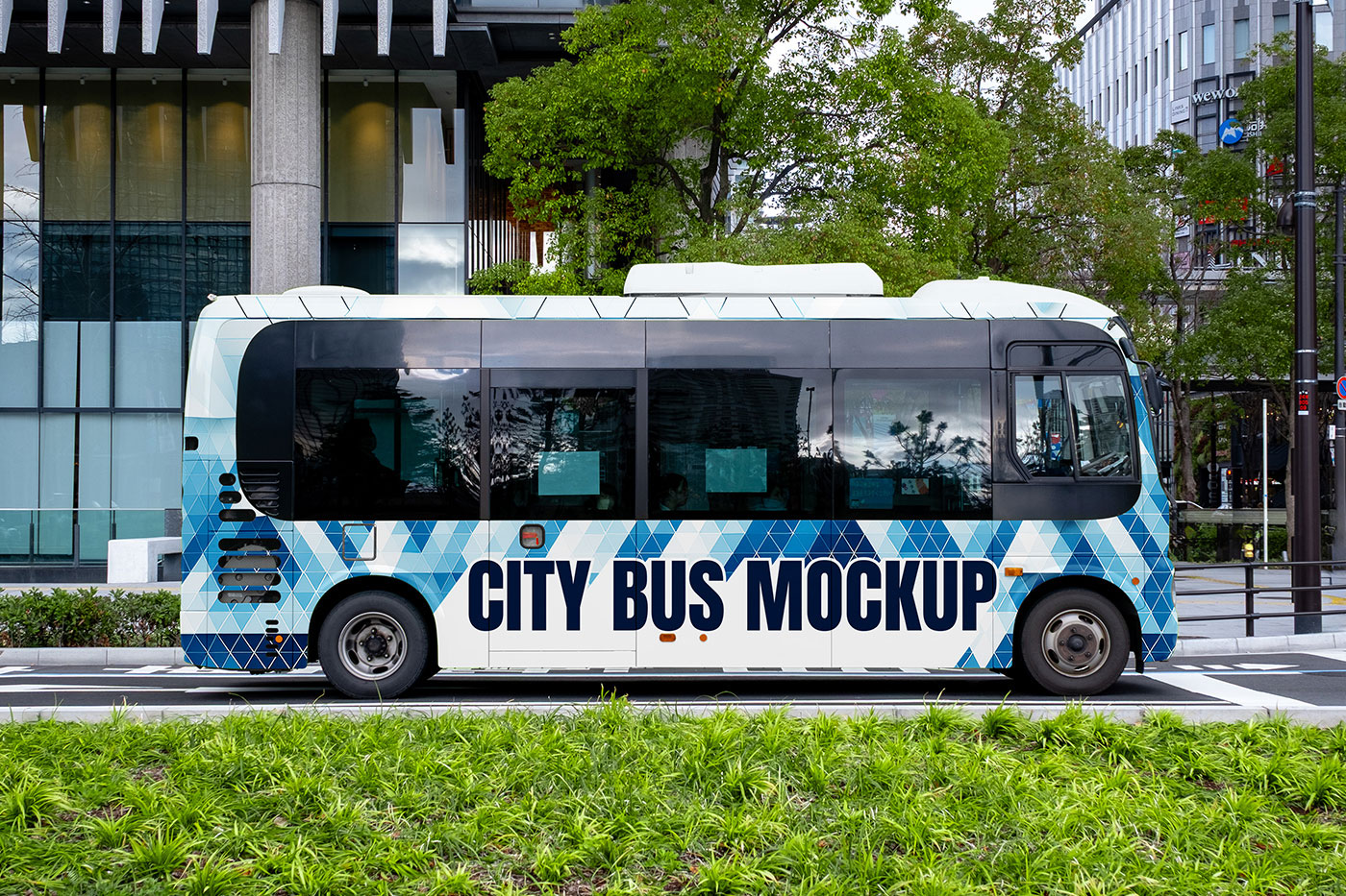 Free Osaka City Bus Mockup PSD Template