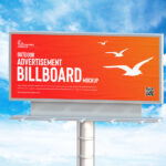 Outdoor Advertisement Billboard Front View Mockup