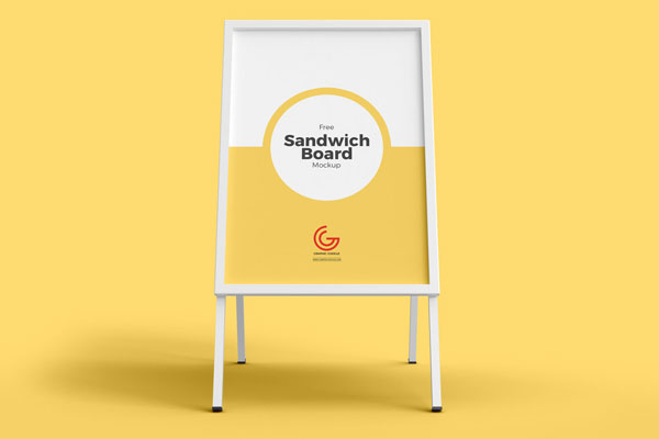 Outdoor Advertisement Sandwich Board With Metal Stand Mockup