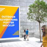 Outdoor Advertising Framed Poster Mockup
