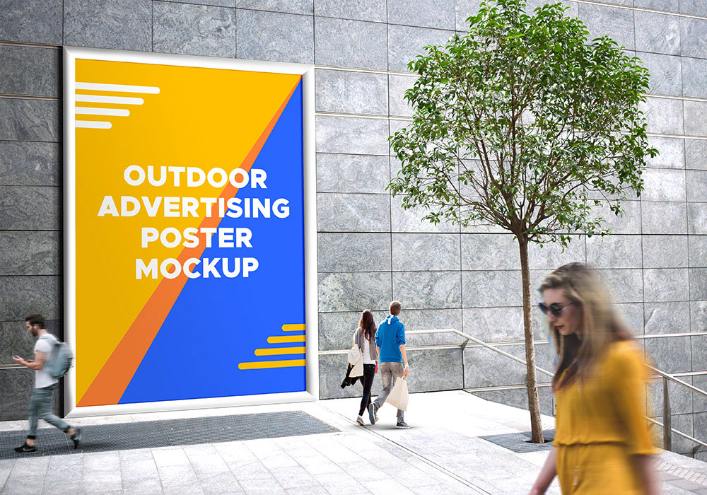 Outdoor Advertising Framed Poster Mockup