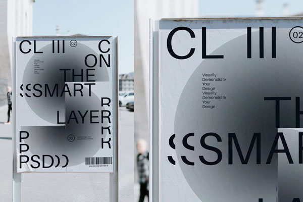 Outdoor Advertising Mockup in Front Vision
