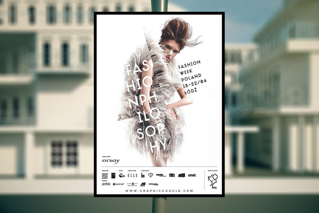 Outdoor Advertising Poster on Metal Pole Mockup