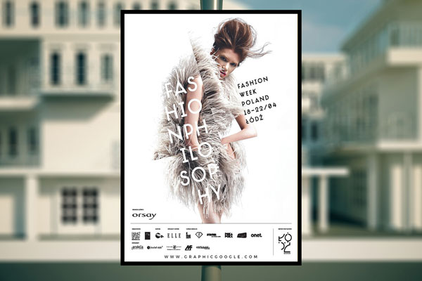 Outdoor Advertising Poster on Metal Pole Mockup
