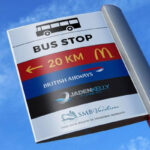 Outdoor Advertising Pylon Pole Sign Mockup