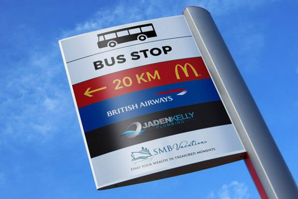 Outdoor Advertising Pylon Pole Sign Mockup