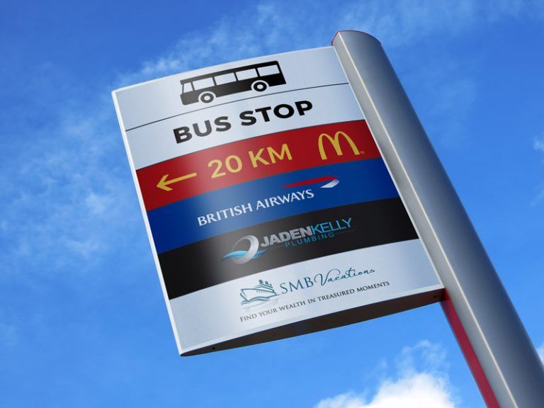 Outdoor Advertising Pylon Pole Sign Mockup