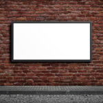 Outdoor Brick Wall Landscape Billboard Mockup