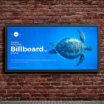 Outdoor Brick Wall Landscape Billboard Mockup
