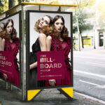 Outdoor Bus Stop Advertisement Billboard Mockup