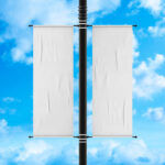 Outdoor Double-Sided Lamp Post Banner Mockup