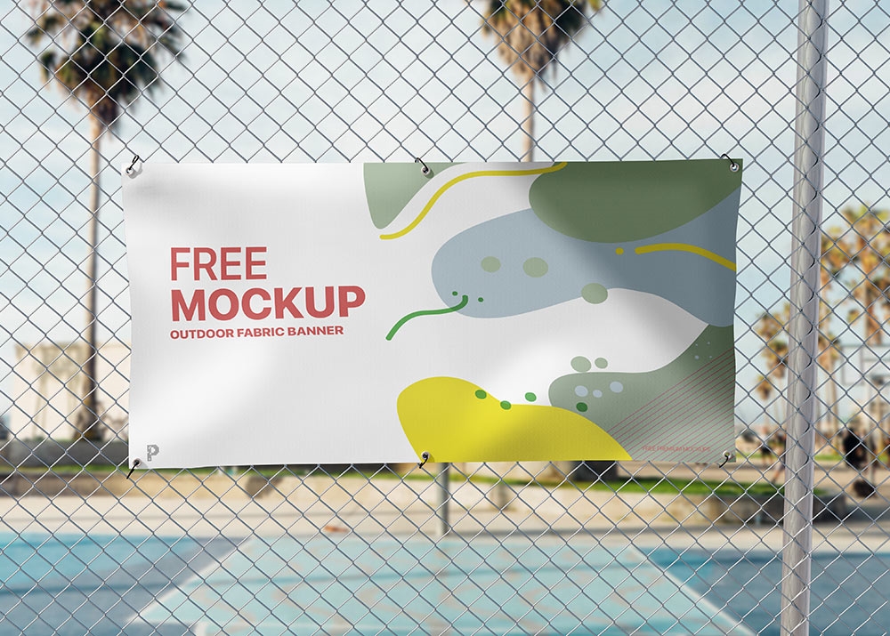Outdoor Fabric Banner Mockup from a Front View