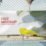 Outdoor Fabric Banner Mockup from a Front View