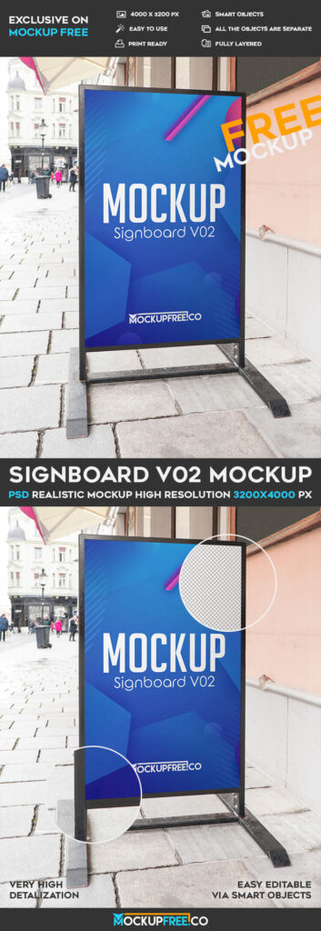 Outdoor Front View Signboard Mockup