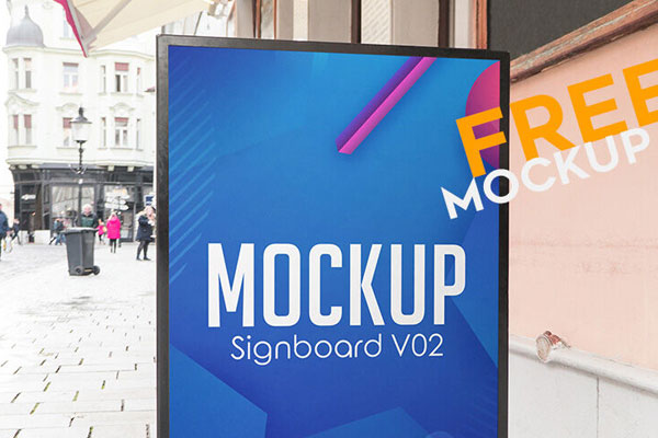 Outdoor Front View Signboard Mockup