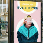 Outdoor Glass Bus Shelter Advertisement Mockup