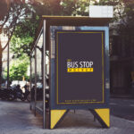 Outdoor Glassy Bus Stop Banner Mockup