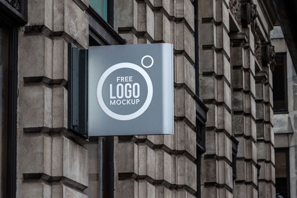 Outdoor Hanging Shop Sign Logo Mockup