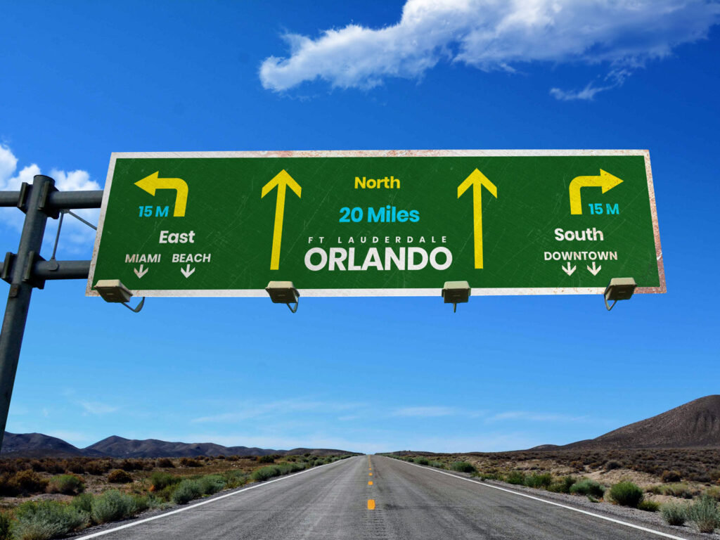 Outdoor Highway Way Finding Signage Board Mockup