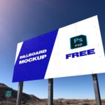Outdoor Horizontal Billboard Mockup with Metallic Base