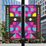 Outdoor Lamp Post Banners Mockup