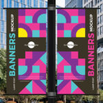 Outdoor Lamp Post Banners Mockup