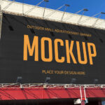 Outdoor Mall Advertisement Banner Mockup in Perspective View
