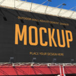 Outdoor Mall Advertisement Banner Mockup in Perspective View