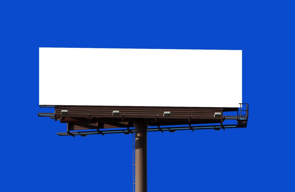 Outdoor, Metal Pole Billboard in the Front View Mockup