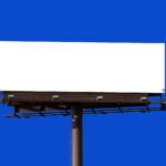 Outdoor, Metal Pole Billboard in the Front View Mockup