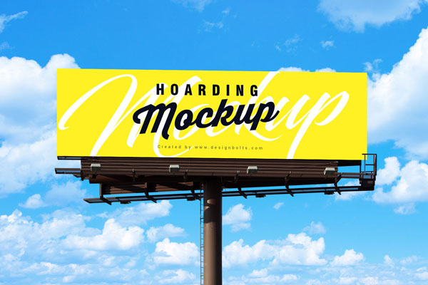 Outdoor, Metal Pole Billboard in the Front View Mockup