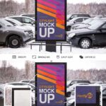 Outdoor Parking Lot City Light Mockup