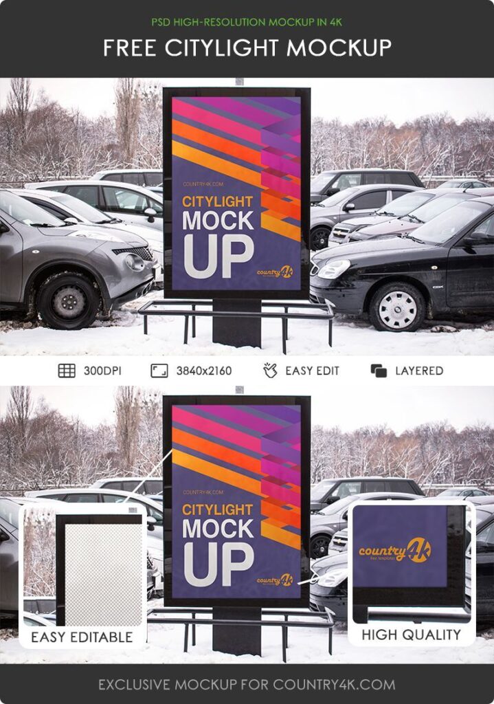 Outdoor Parking Lot City Light Mockup