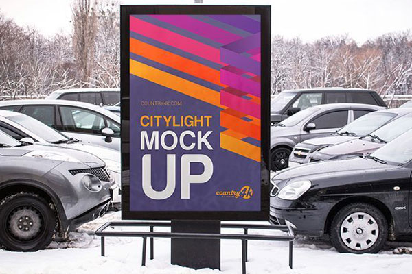 Outdoor Parking Lot City Light Mockup