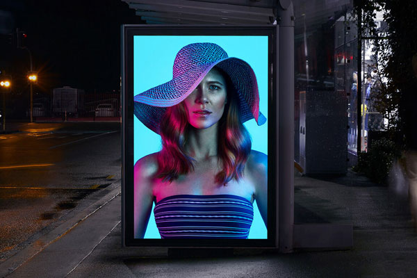 Outdoor Poster Mockup at Bus Shelter
