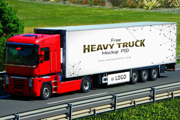 Outdoor Realistic Vehicle Branding Heavy Duty Truck Mockup